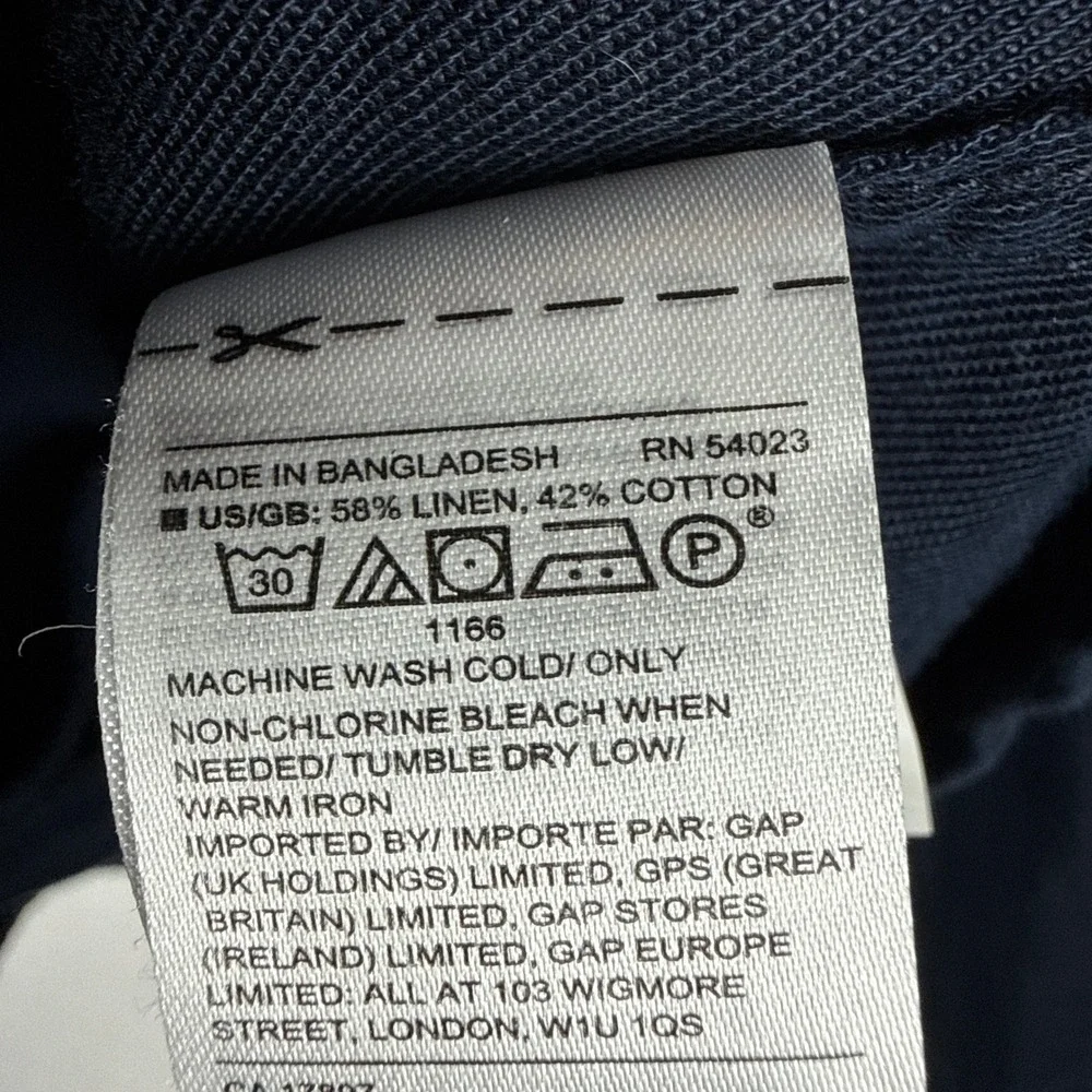 Banana Republic Linen Shacket Mens Large Tall Coaches Shirt Jacket Navy Blue - Picture 9 of 10